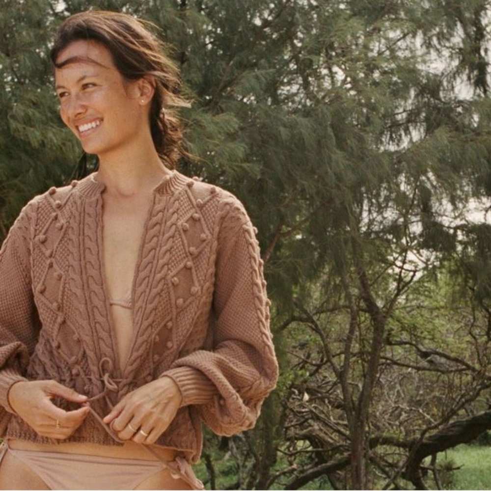 Doen Cornflower Cardigan Sweater in Macaroon